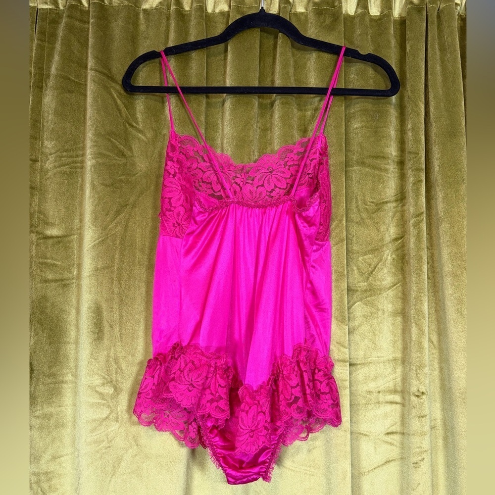 Vintage Juliara Pink Lace Strappy Linergie Teddy Teddie. Size Medium. - Picture 4 of 6